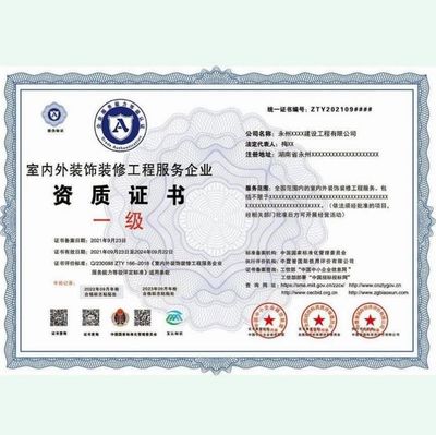 室內(nèi)外裝飾裝修工程企業(yè)服務(wù)資質(zhì)證書(shū)一級(jí)資訊與辦理指南